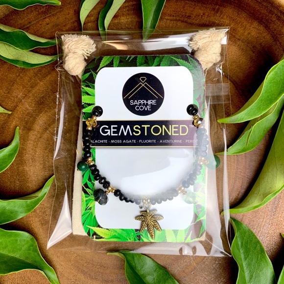 GEMSTONED™ Genuine Gemstone Peridot Fluorite Agate Hemp - Picture 3 of 5